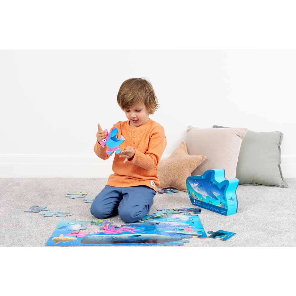 Crocodile Creek Shark Reef 36-Piece Floor Puzzle for Kids 3-5 – Durable 24 x 18 Finished Puzzle