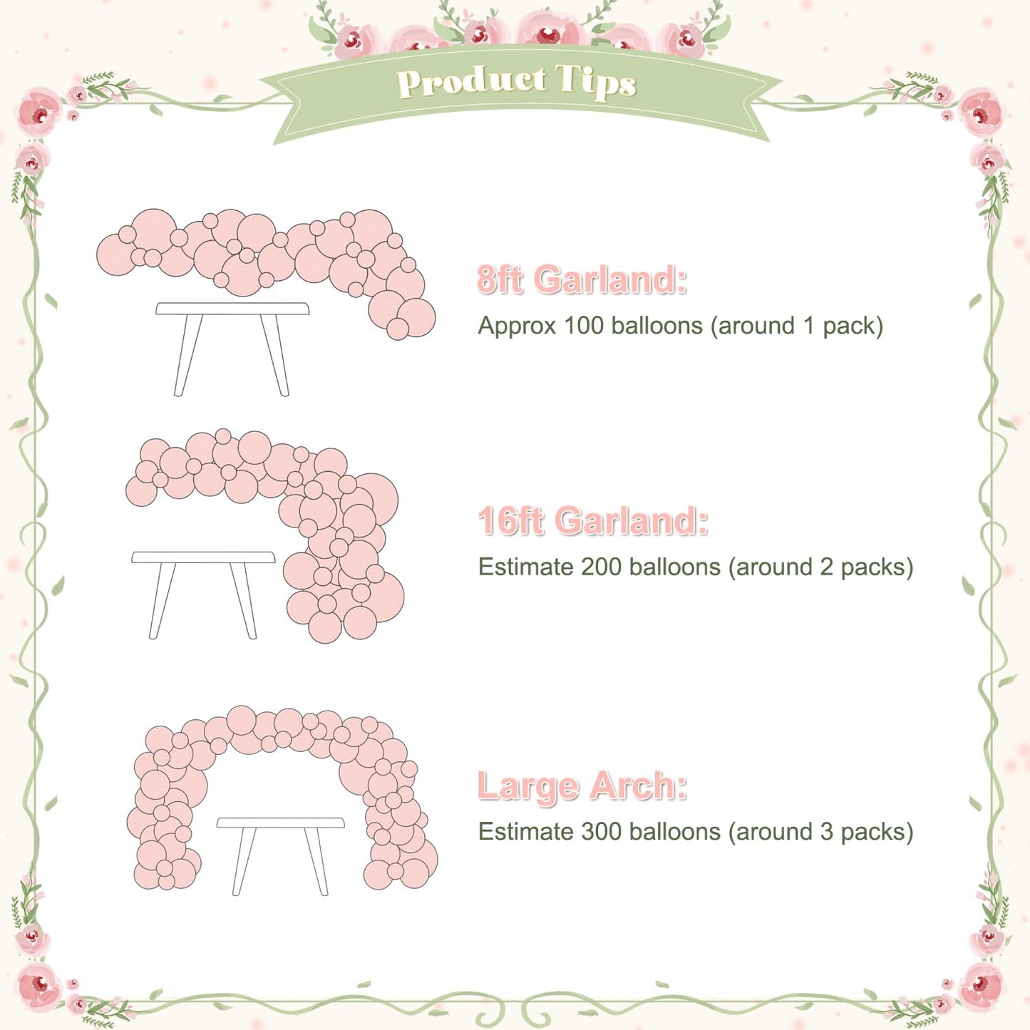 CROSSFINGERS Pink & Green Gold Balloon Arch Kit | 124-Piece Party Garland