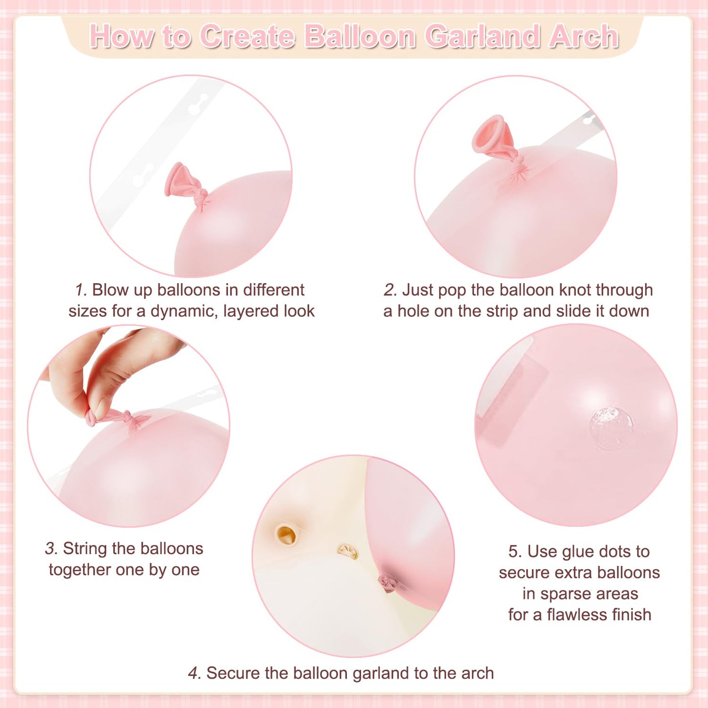 CROSSFINGERS Dusty Pink Balloon Arch Kit – 124Pcs Boho Blush & White
