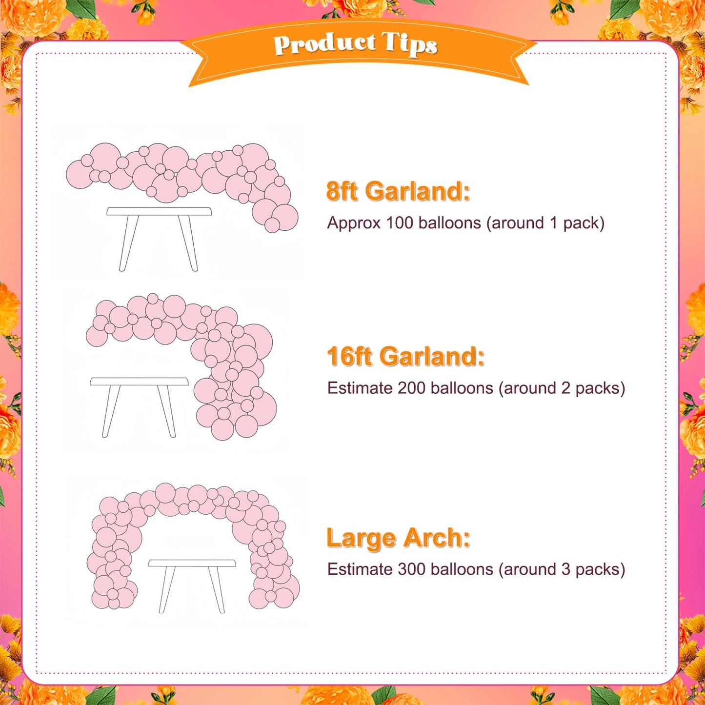 CROSSFINGERS Pink & Orange Balloon Arch Kit – Tropical Luau Party Garland