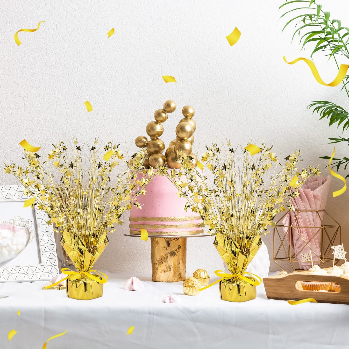 Crowye 6 Pcs Gold Foil Star Centerpieces | Metallic Table Decor for Parties & Holidays