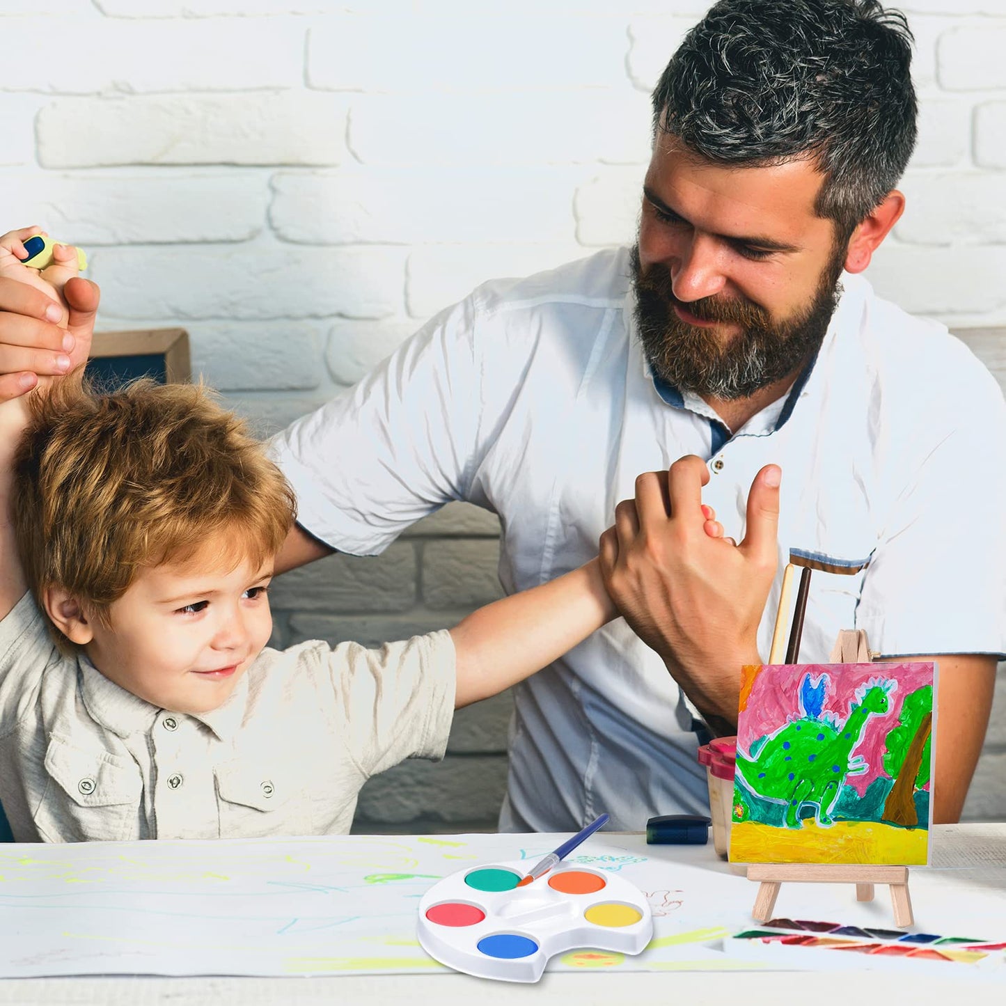 Crtiin Mini Watercolor Paint Set – 12-Piece Kids Art Kit with 4x4in Canvases and Easels