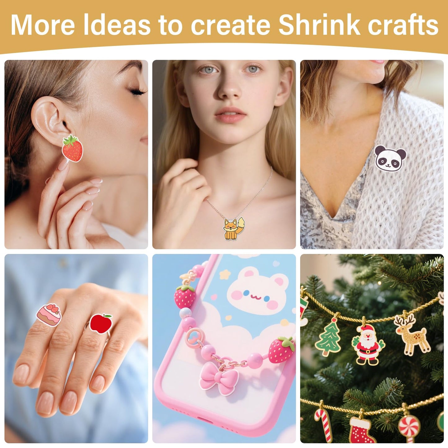 CRTWDMAN 161 Pcs Shrink Paper Keychain Kit – 30 Shrinky Sheets, Hole Punch, Clasps & Jump Rings