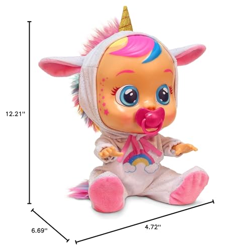Cry Babies Dreamy Unicorn 12-Inch Baby Doll – Rainbow Pajamas (Pink)