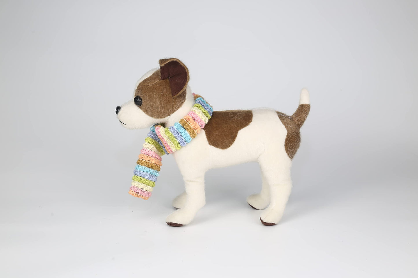 CU-MATE 12-inch Realistic Jack Russell Plush – Standing White & Brown Puppy
