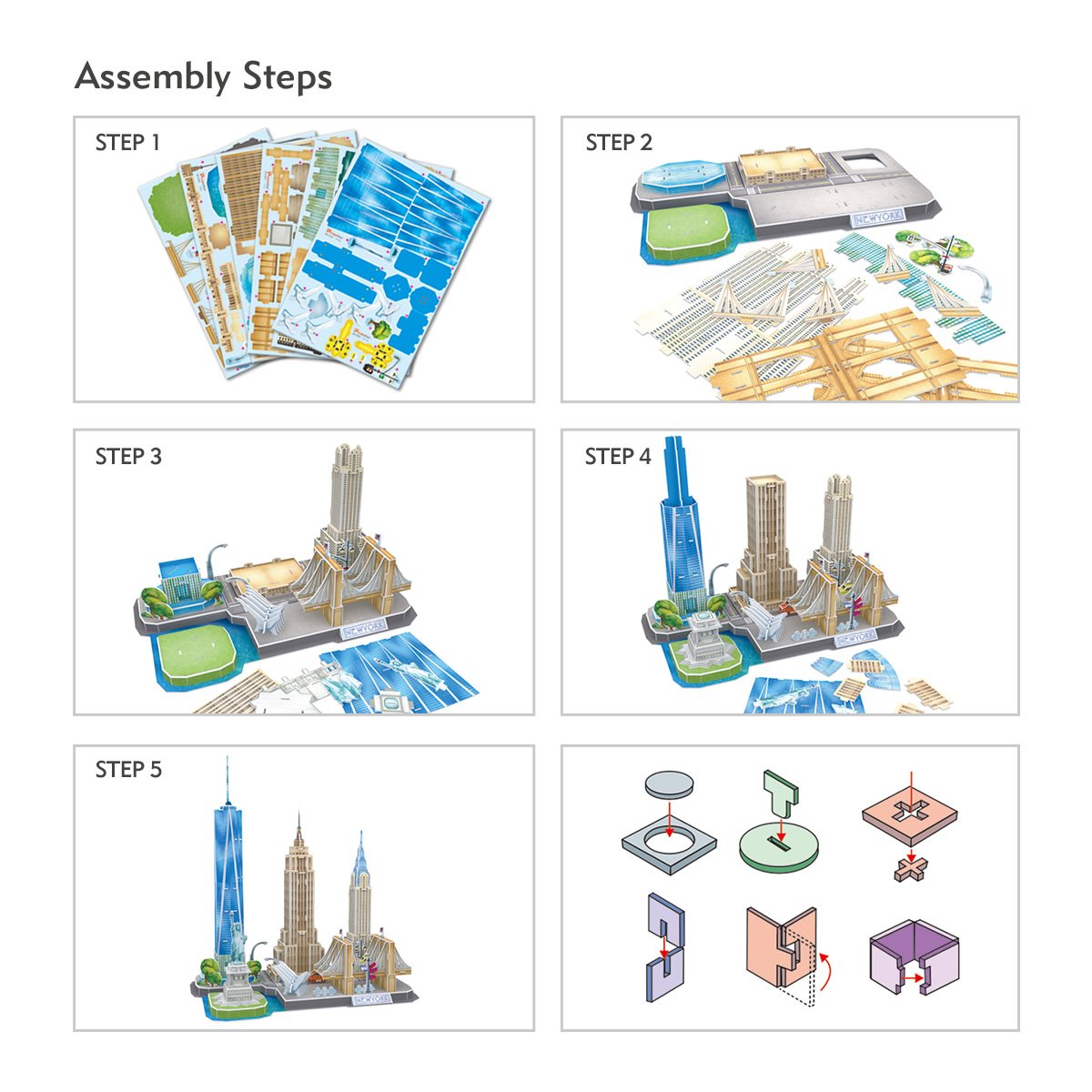 CubicFun 3D NYC Skyline Puzzle for Kids 8-12 | Architecture Craft Kit