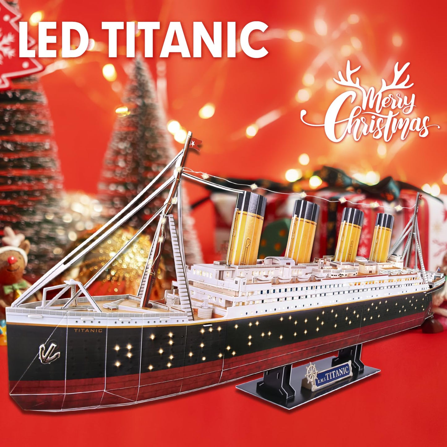 CubicFun Titanic 3D LED Puzzle – Large 88 cm Display, 266 Pieces, Night Lighting, Gift Idea for Teens & Adults