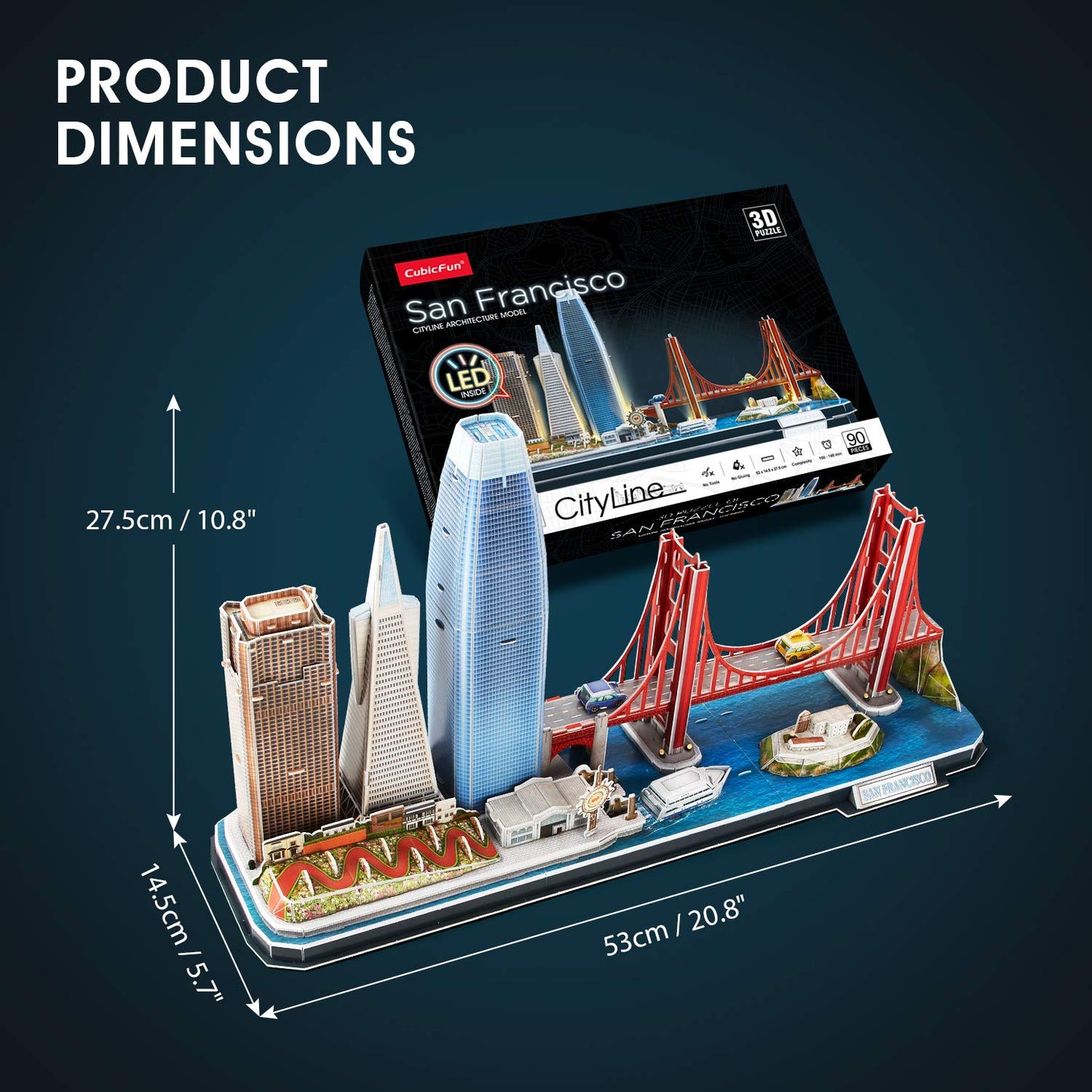 CubicFun 3D Puzzles: San Francisco Skyline LED Edition for Kids 8-14
