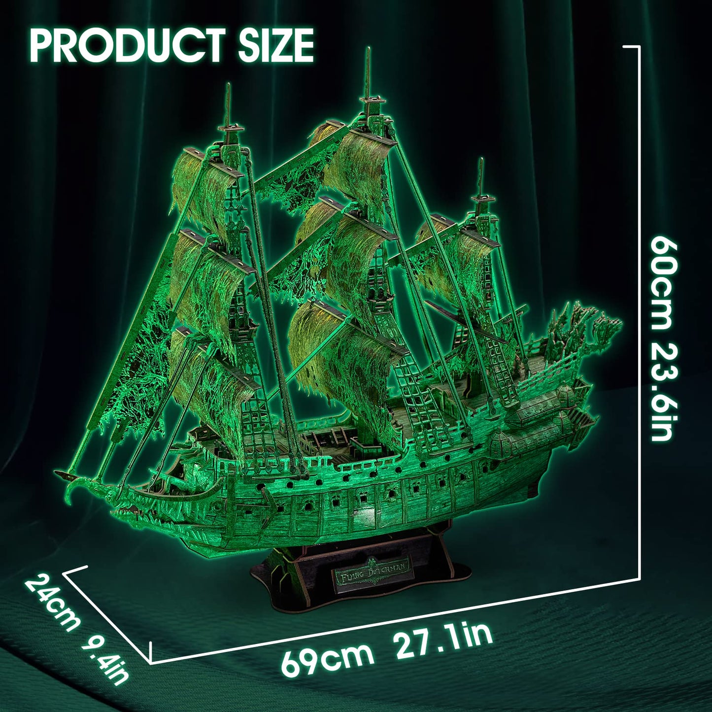 CubicFun 360-Piece 3D Dutch Flying Light Haunted Pirate Ship Puzzle – DIY Model & Decor