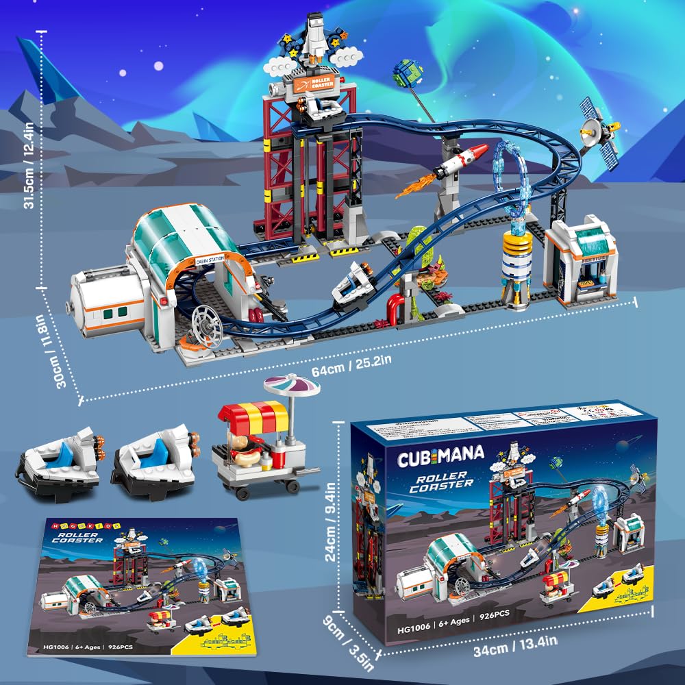 CUBIMANA Space Roller Coaster Building Sets | 926-Piece Space Adventure Park