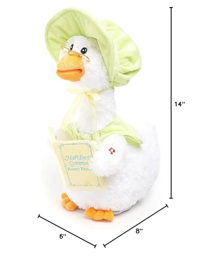 Cuddle Barn Mother Goose Read-Along (Sage) | Animated Bird Plush Recites 7 Nursery Rhymes + Board Book - 14 inches