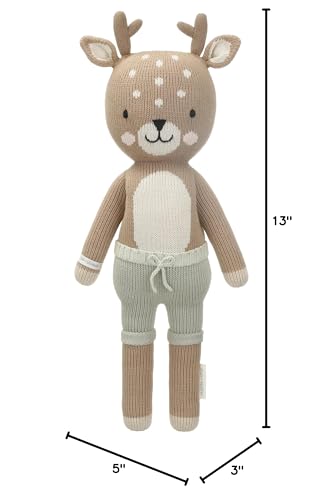 cuddle + kind Elliott The Fawn 13-Inch Hand-Knit Doll — 1 Doll = 10 Meals, Fair Trade, Heirloom Quality, Handcrafted in Peru, 100% Cotton Yarn