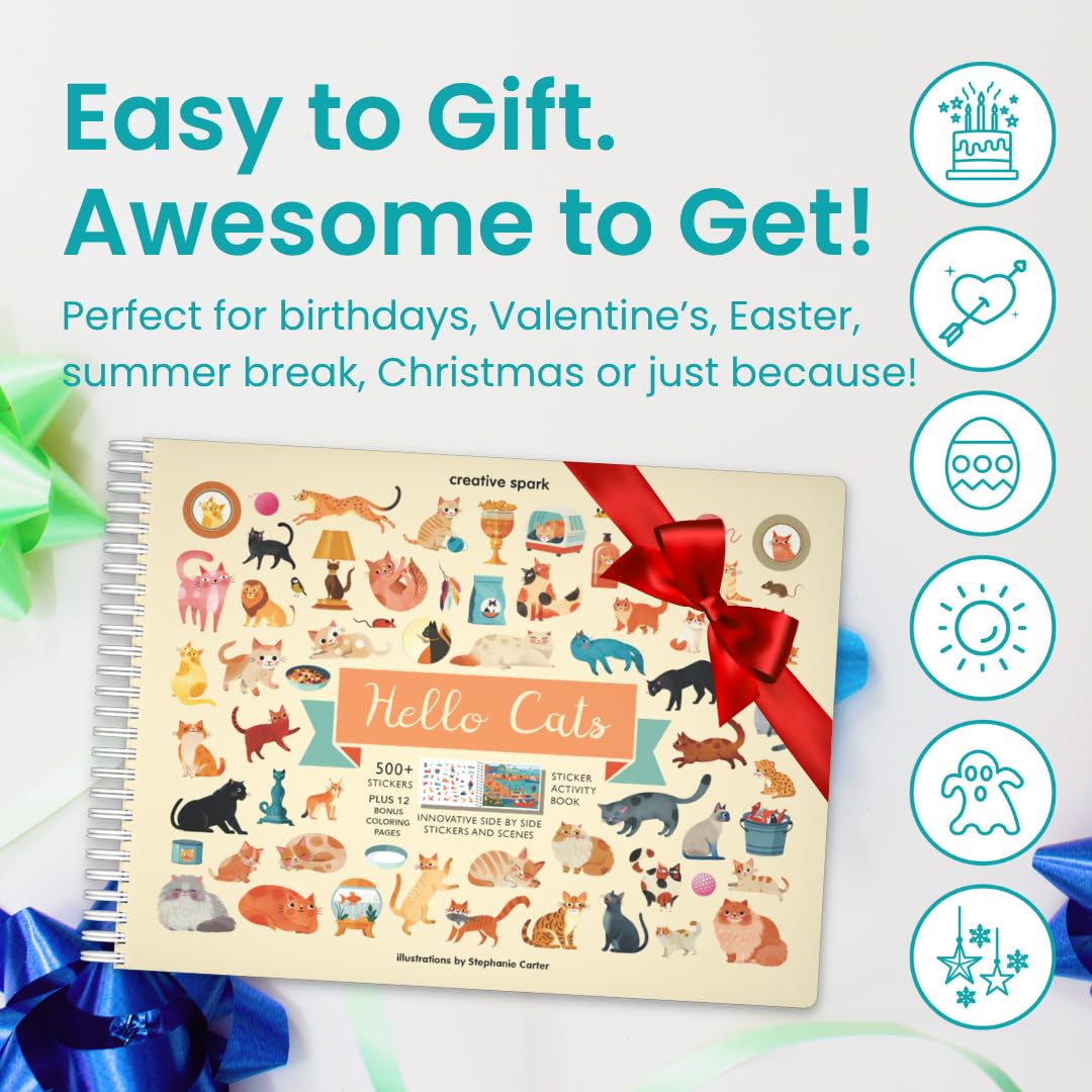Cupkin Hello Cats Sticker Book – 500+ Stickers & 12 Coloring Pages for 2-8 Years