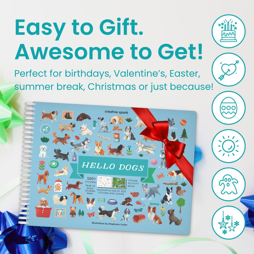 Cupkin Hello Dogs Sticker Book — 500+ Stickers, 12 Scenes & Coloring Pages for Kids 2–8