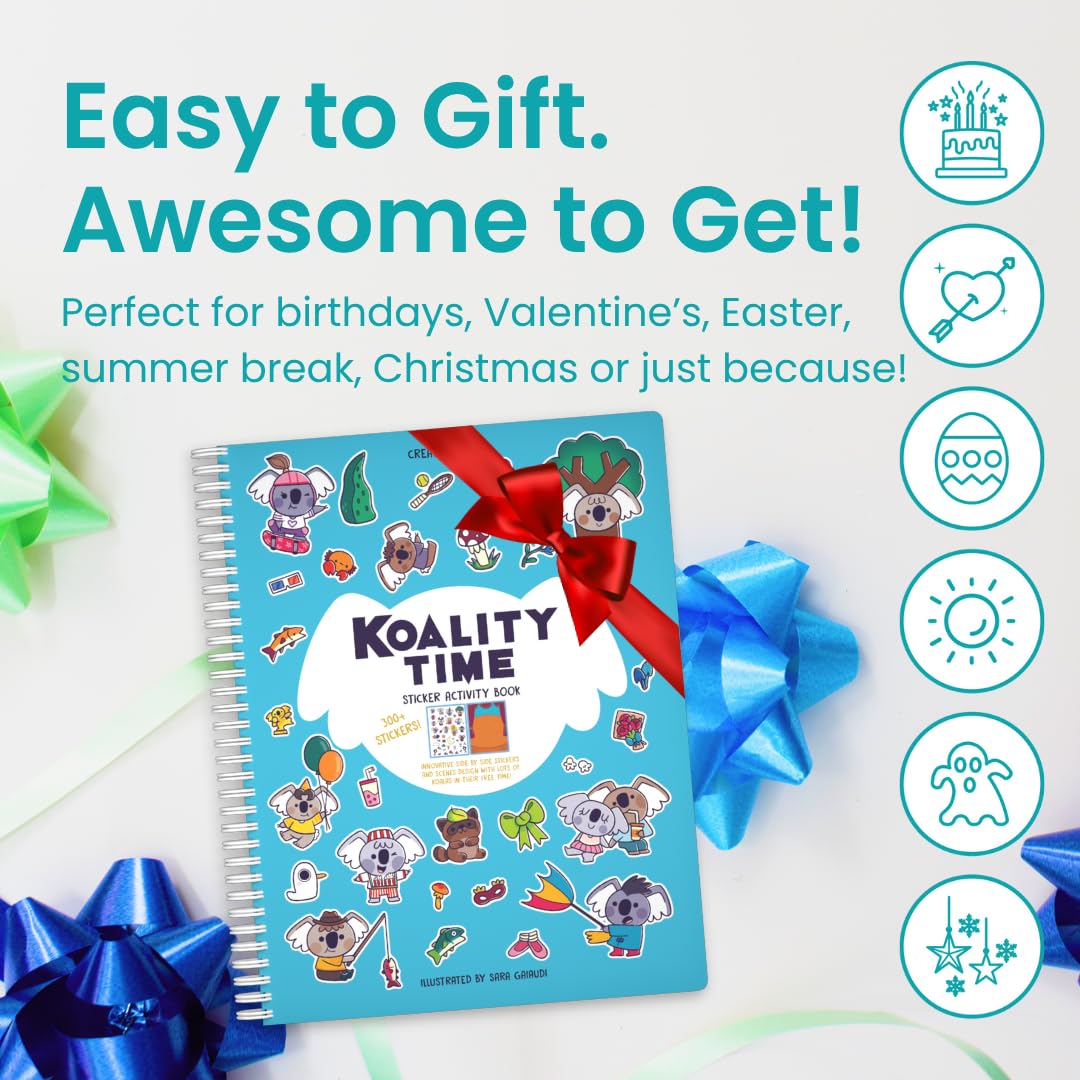 Cupkin Koality Time: 300+ Sticker Book for Kids – Travel Coloring & Stickers (Ages 2-8)