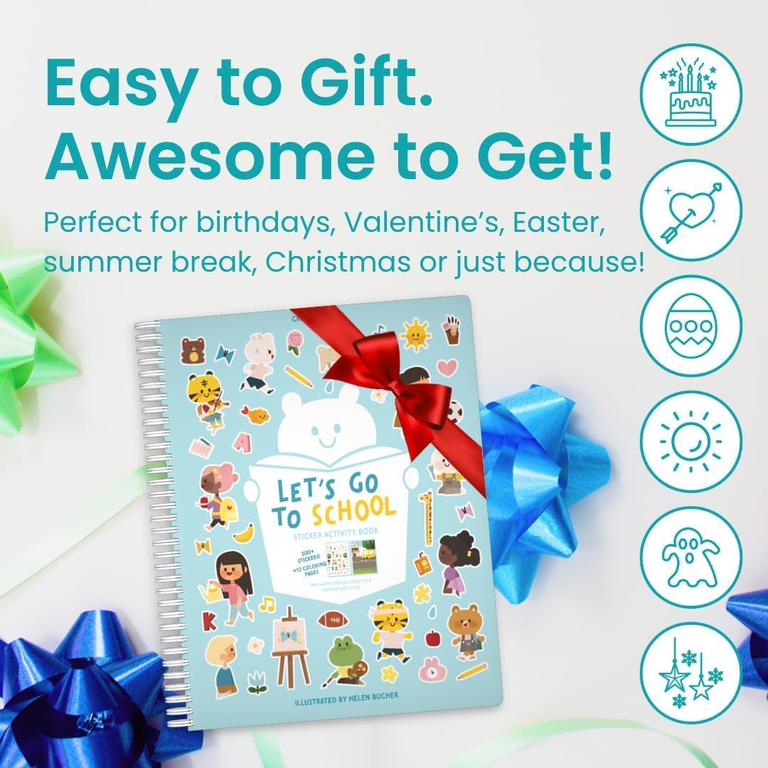 Cupkin Let’s Go to School Sticker Book – 500+ Stickers, 12 Scenes, 12 Coloring Pages for Kids 2–8