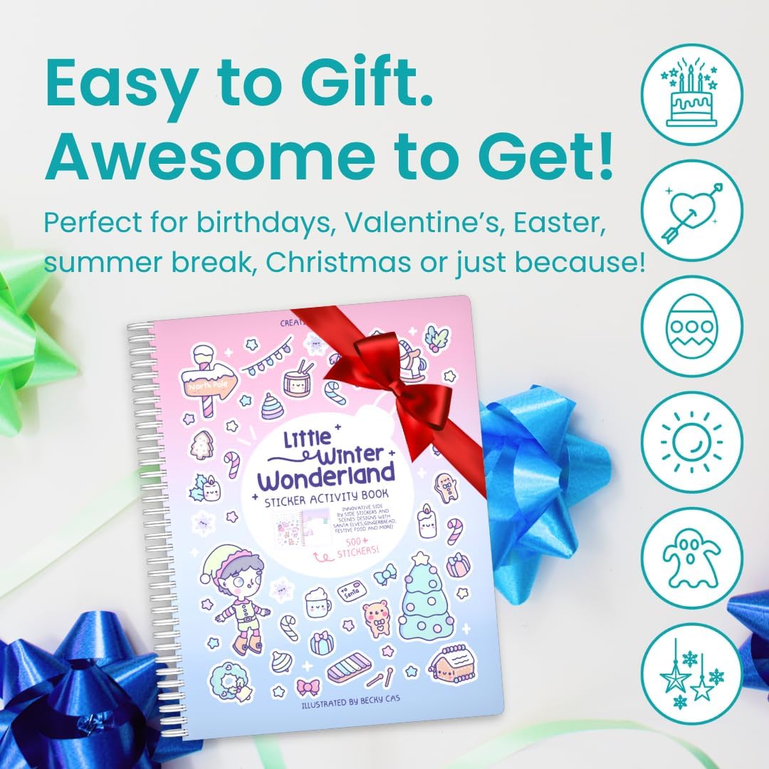 Cupkin Winter Wonderland 500+ Sticker Book for Kids | Travel Activity & Coloring