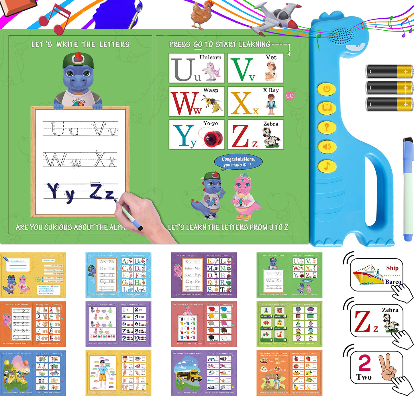 Curious 2 Learn ABC Learning for Toddlers – Bilingual English & Spanish Sound Book | Preschool Activities