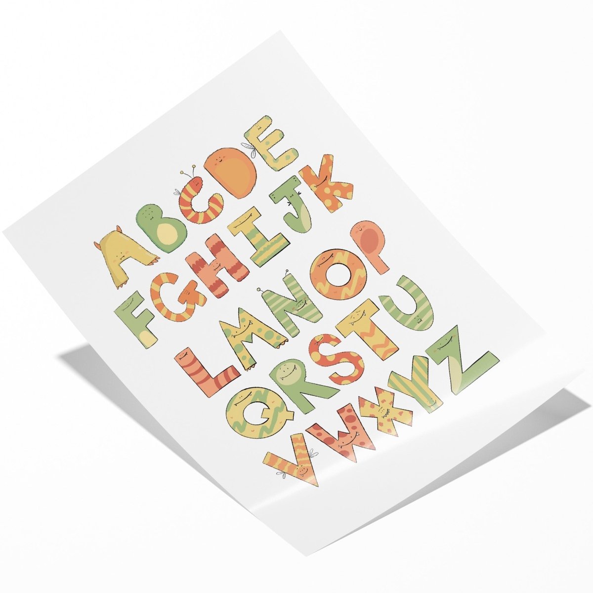 Cute Monster Themed Alphabet Art For Kids Print