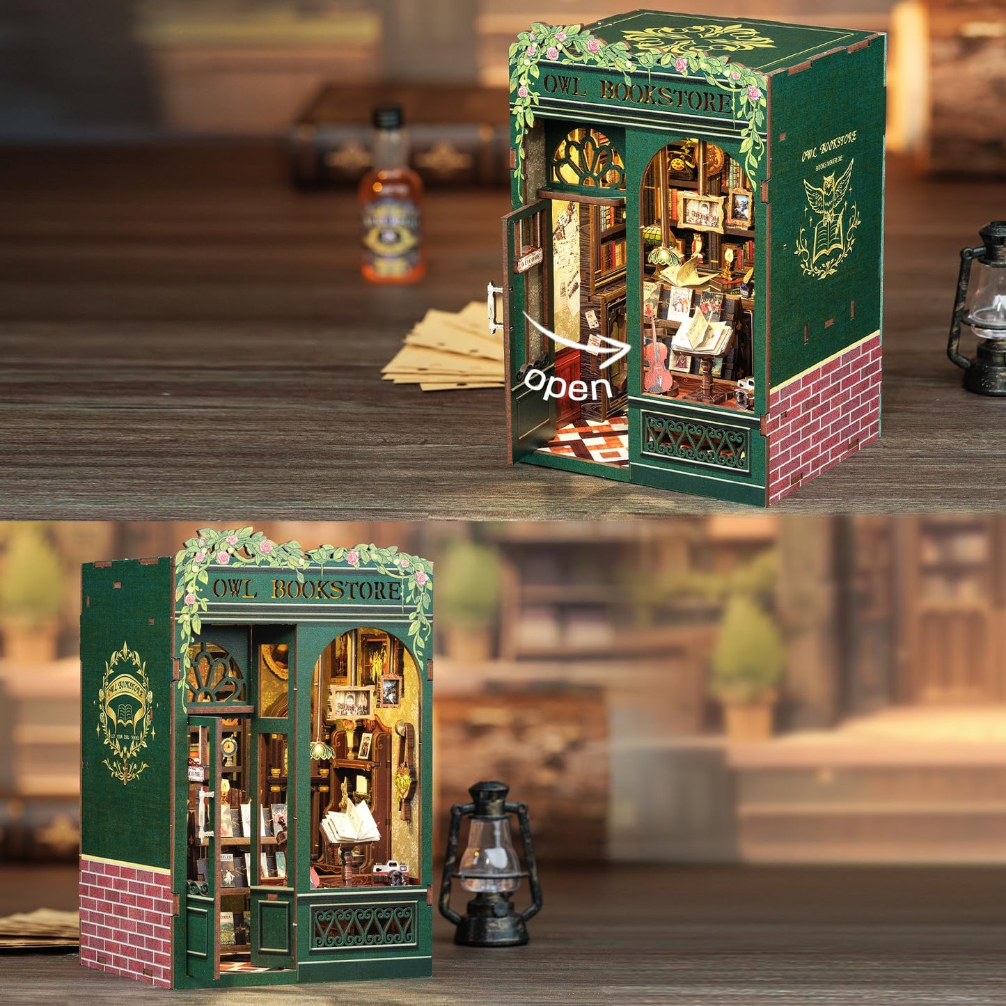 CUTEBEE Book Nook Kit – DIY Owl Bookstore Miniature for Beginners | Desk Decor