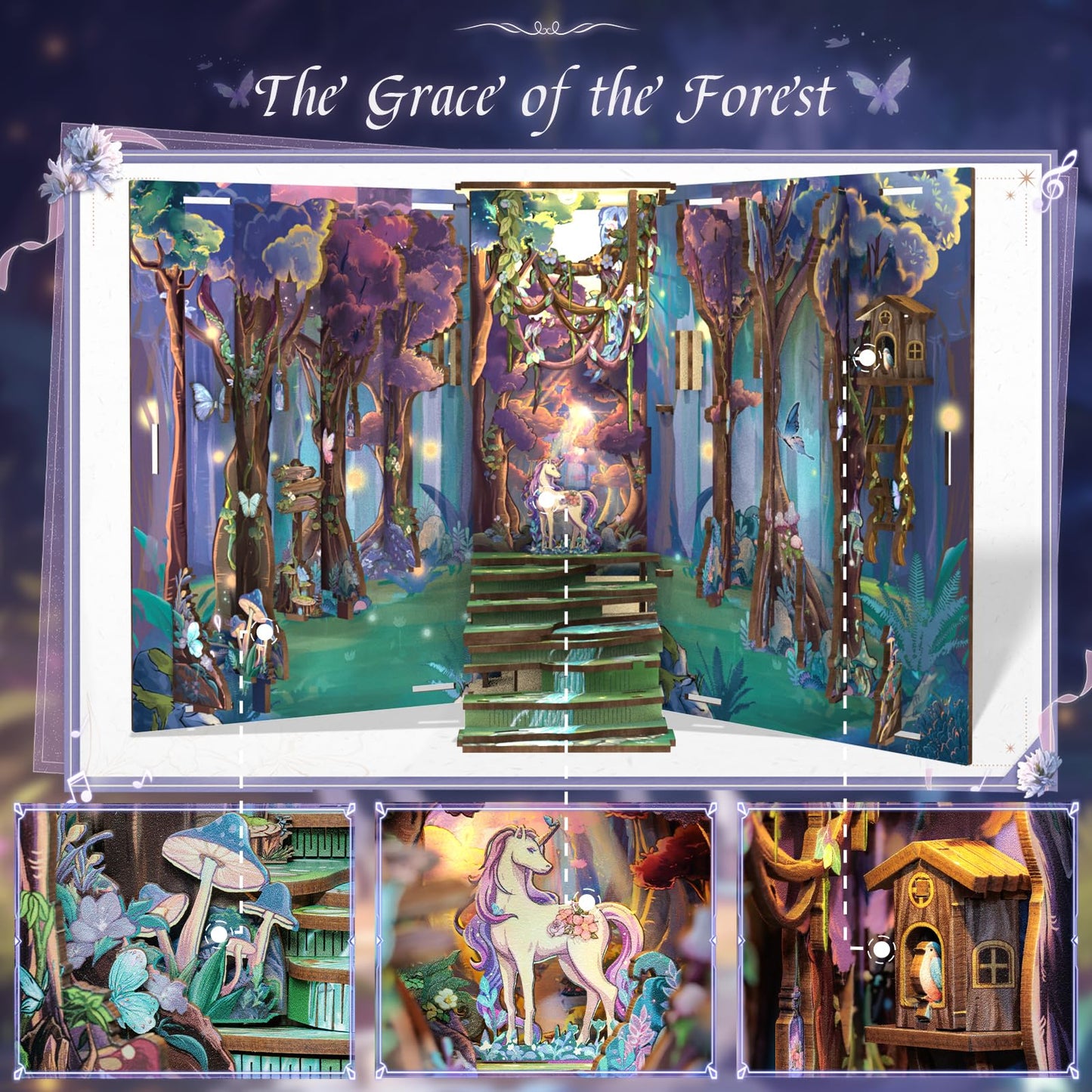 CUTEBEE Book Nook Kit – The Grace of The Forest DIY Miniature House