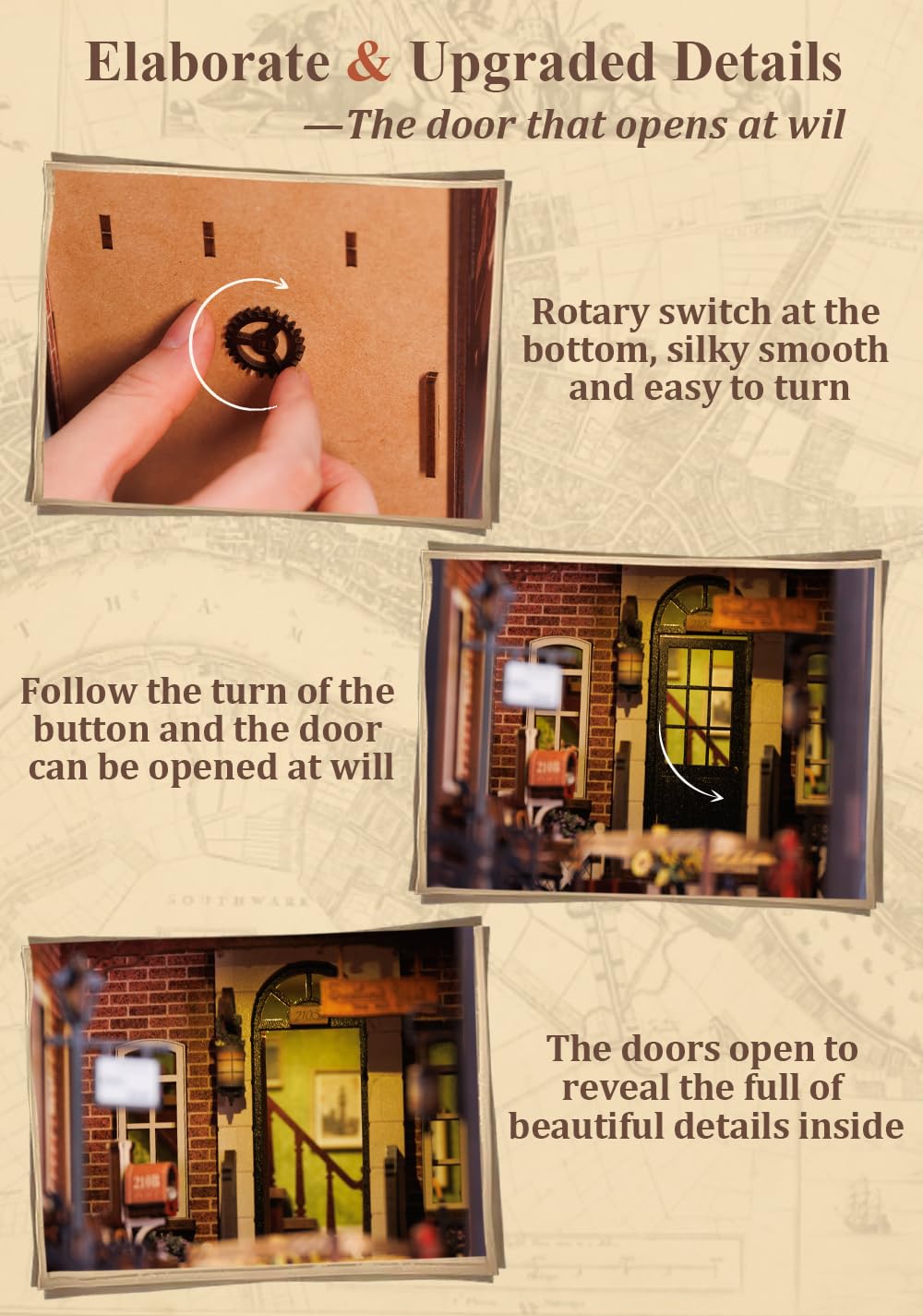 CUTEBEE Book Nook Kit – DIY Miniature Dollhouse with LED Light | Rose Detective Agency