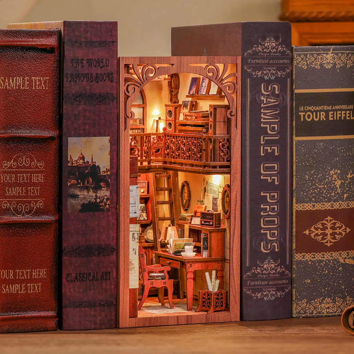 CUTEBEE Book Nook Kit - DIY Miniature House for Bookshelf Decor & Gifts