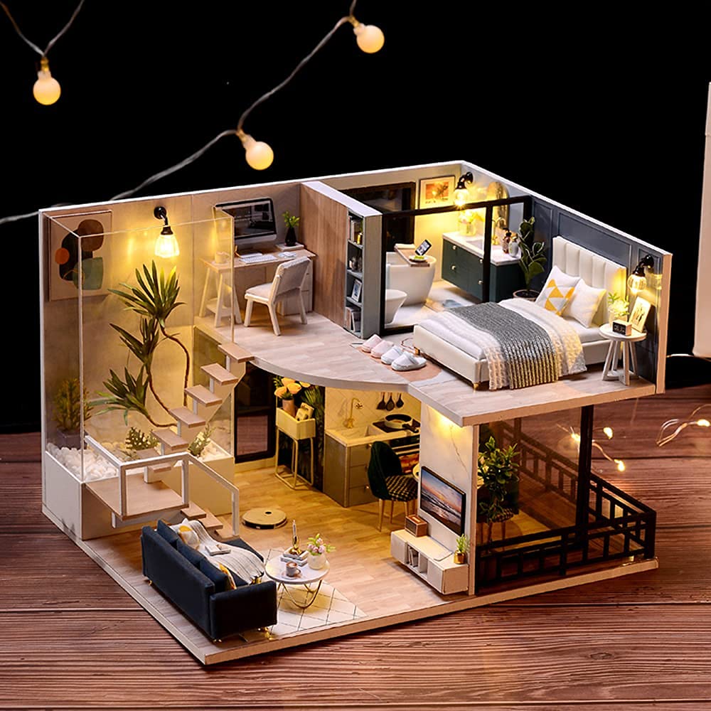 CUTEBEE DIY Dollhouse Miniature Kit with Furniture – Dust-Proof & Music Movement | Cozy Time Gift Idea