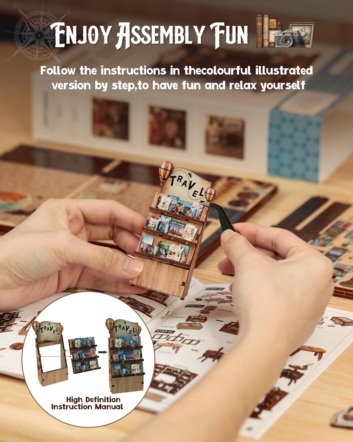 Cutefun Book Nook Kit – DIY Miniature Dollhouse with LED Light | Journey Trace Bookshop