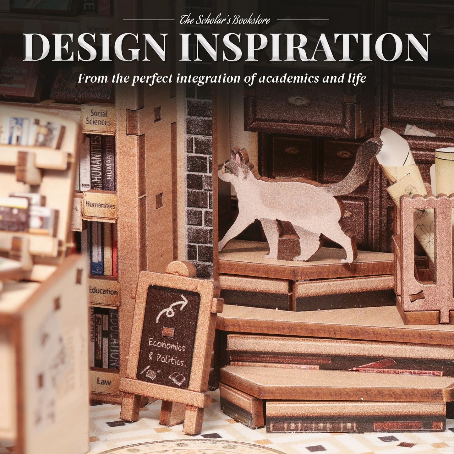 Cutefun Book Nook Kit – DIY Miniature Library Dollhouse with LED Light