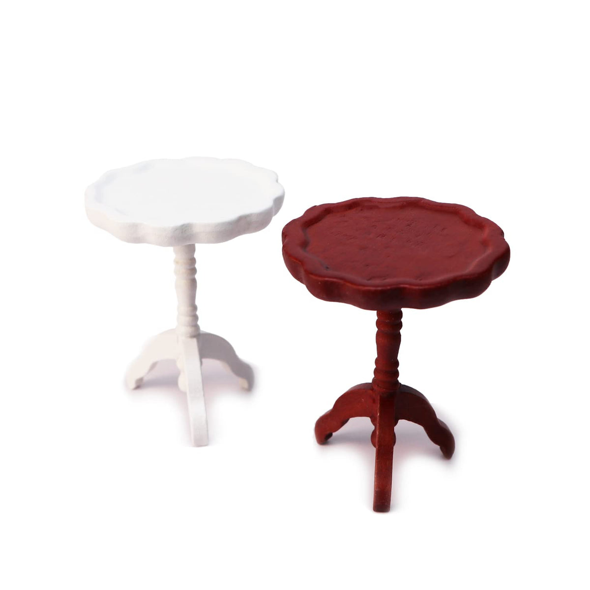 Cutemini 1:12 Dollhouse End Table – Round Brown Wood Tea Table