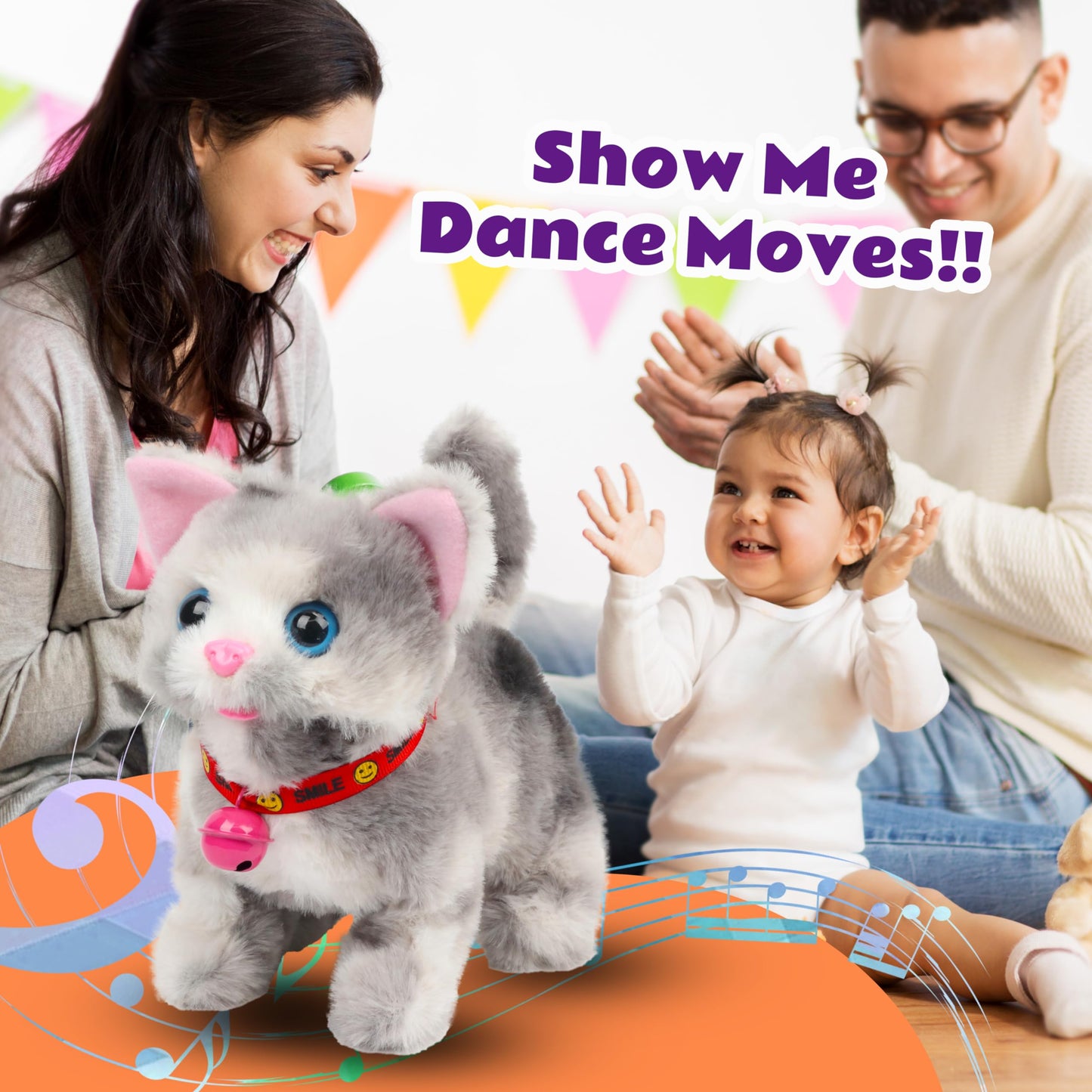 Cuteoy Walking Grey Cat Plush - Interactive 7-Inch Talking Kitty Toy