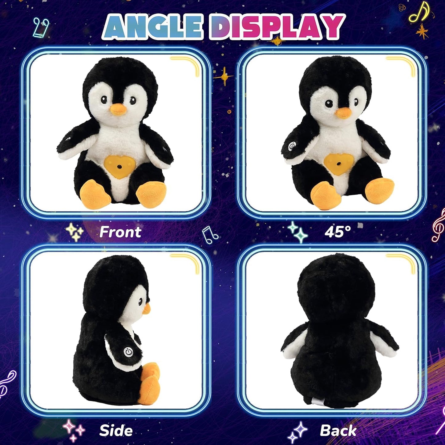 Cuteoy Penguin Star Projector Plush Night Light – Soothing Lullabies & Moon Projection
