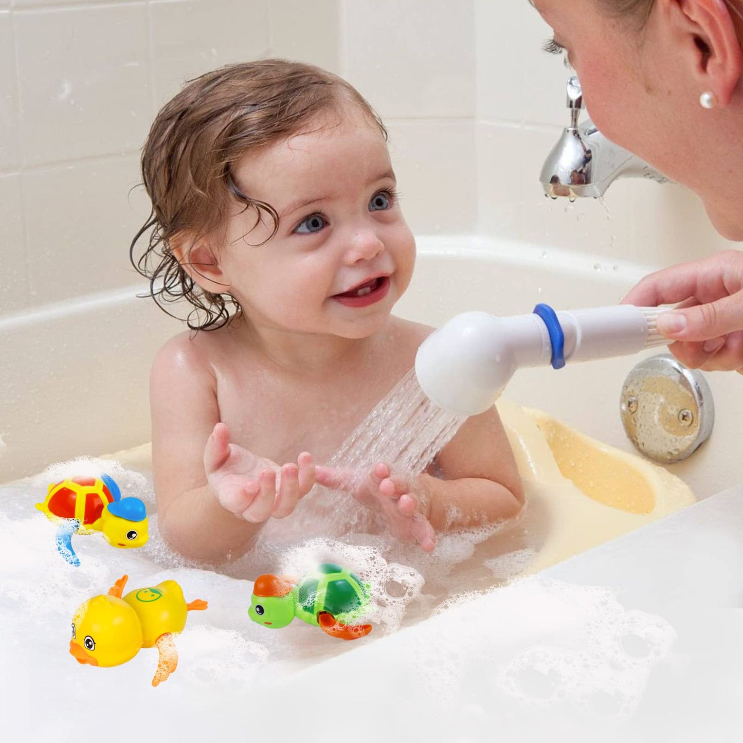 Cuterabit Baby Bath Toys – Floating Wind-Up Turtle & Duck (3 Pack)