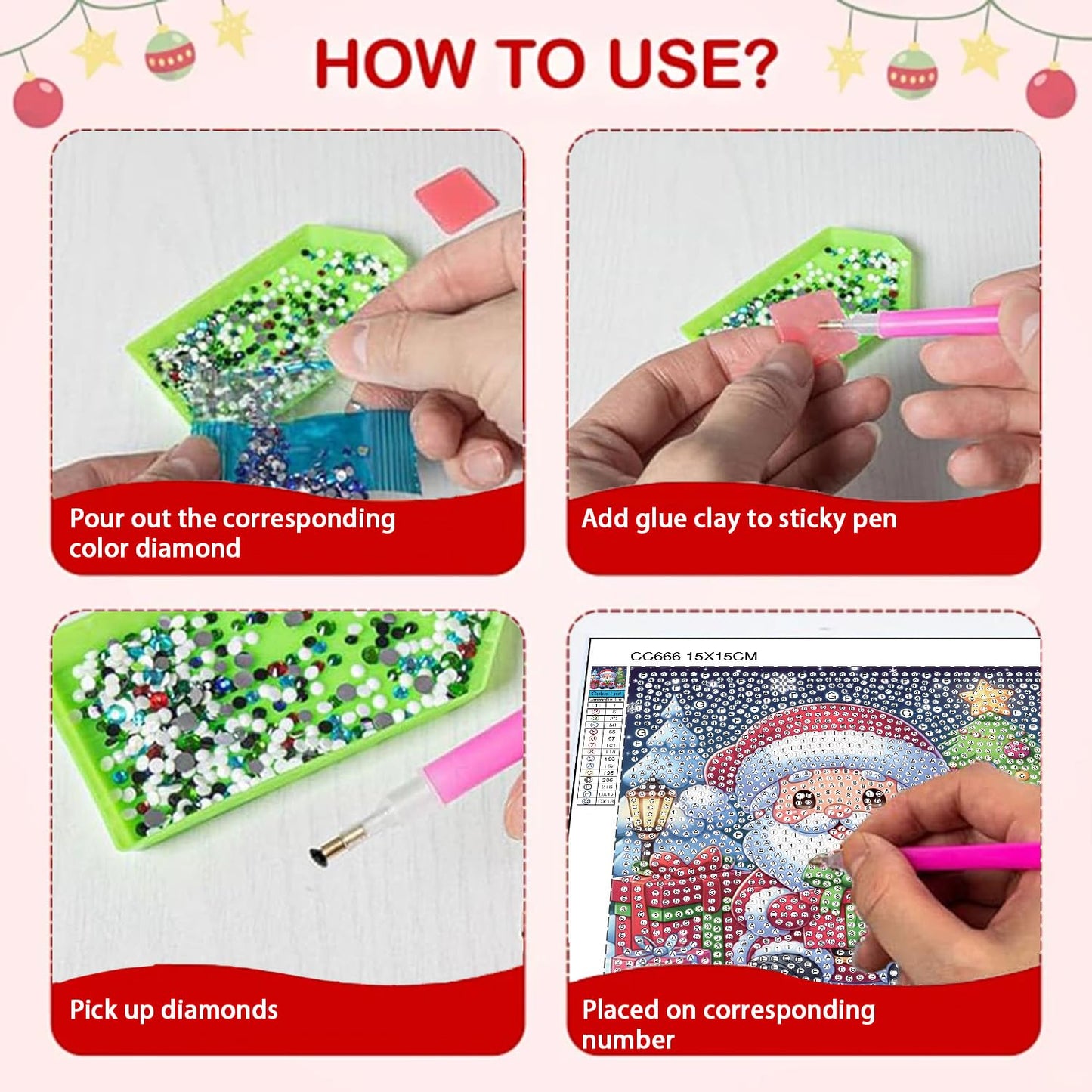 cviokrdu Christmas Diamond Art Kit for Kids with Frame – Santa Claus 7x7 in Diamond Painting Gift