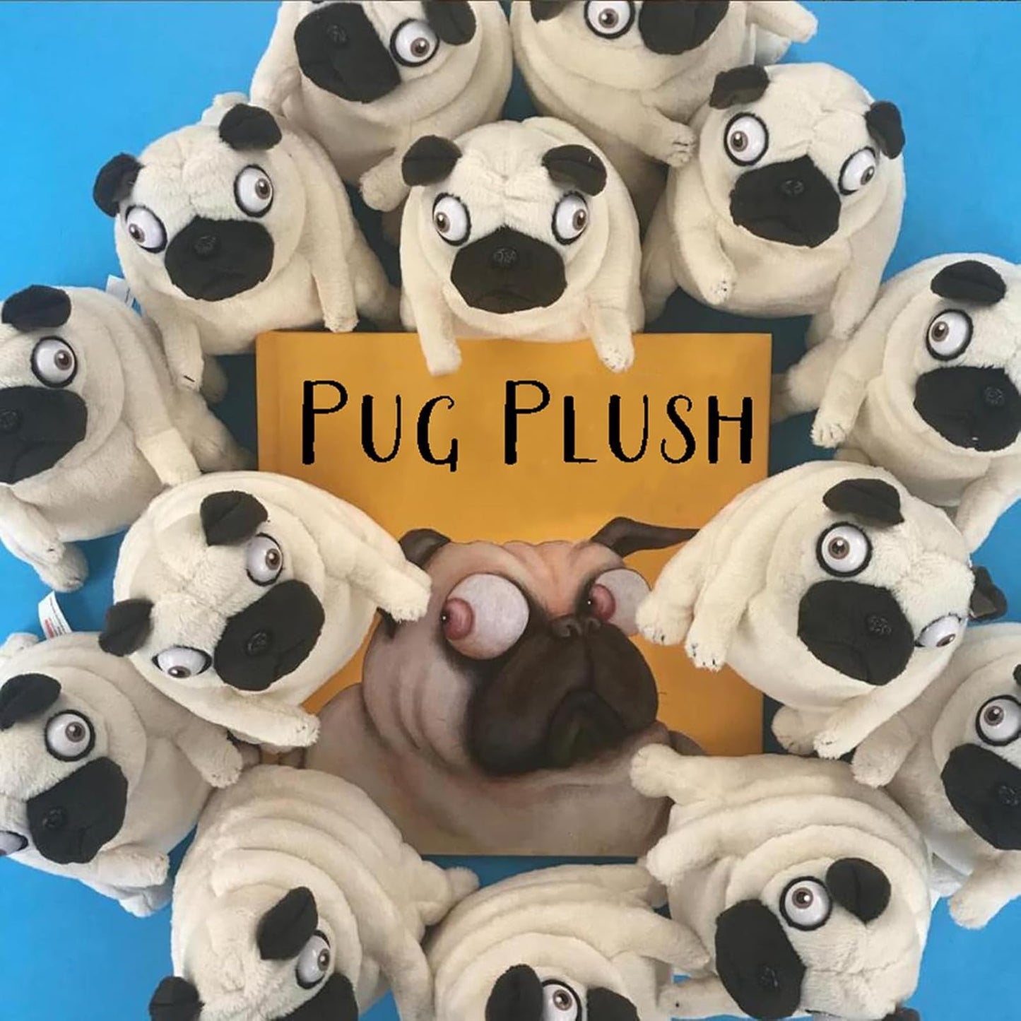 CWZY Pug Plush Toy 16" - Funny Ugly Cute Weirdo Plushie for Kids, Teens & Adults
