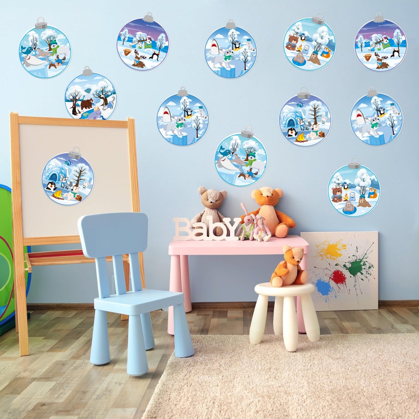 CY2SIDE 12-Piece Winter Polar Animal Sticker Scene for Kids | DIY Snowy Bear Craft
