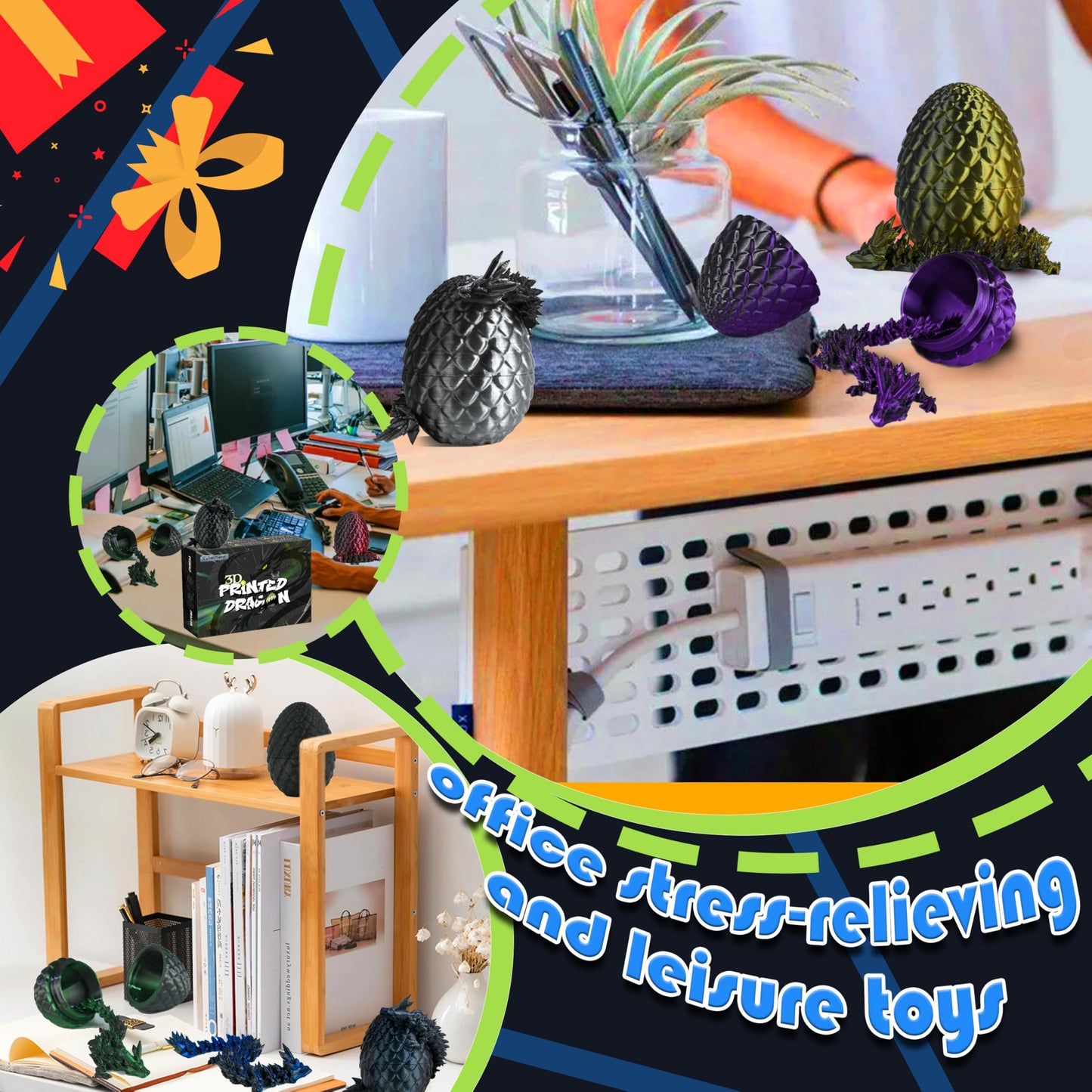 Cybermaker 12Pcs Black Dragon Eggs with Inside Dragon | 3D Printed Collectibles
