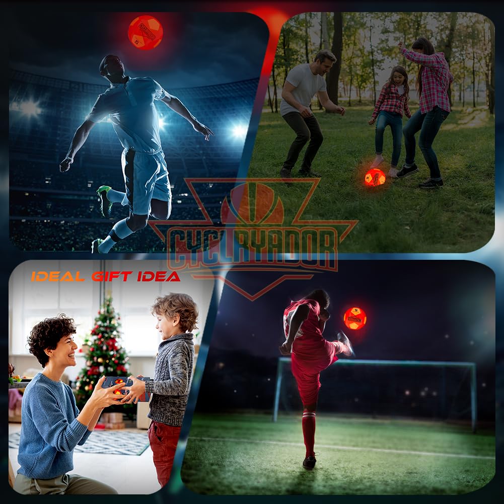 Cyclryador Rechargeable Glow Soccer Ball Size 5 – Light Up with Pump & USB Cable