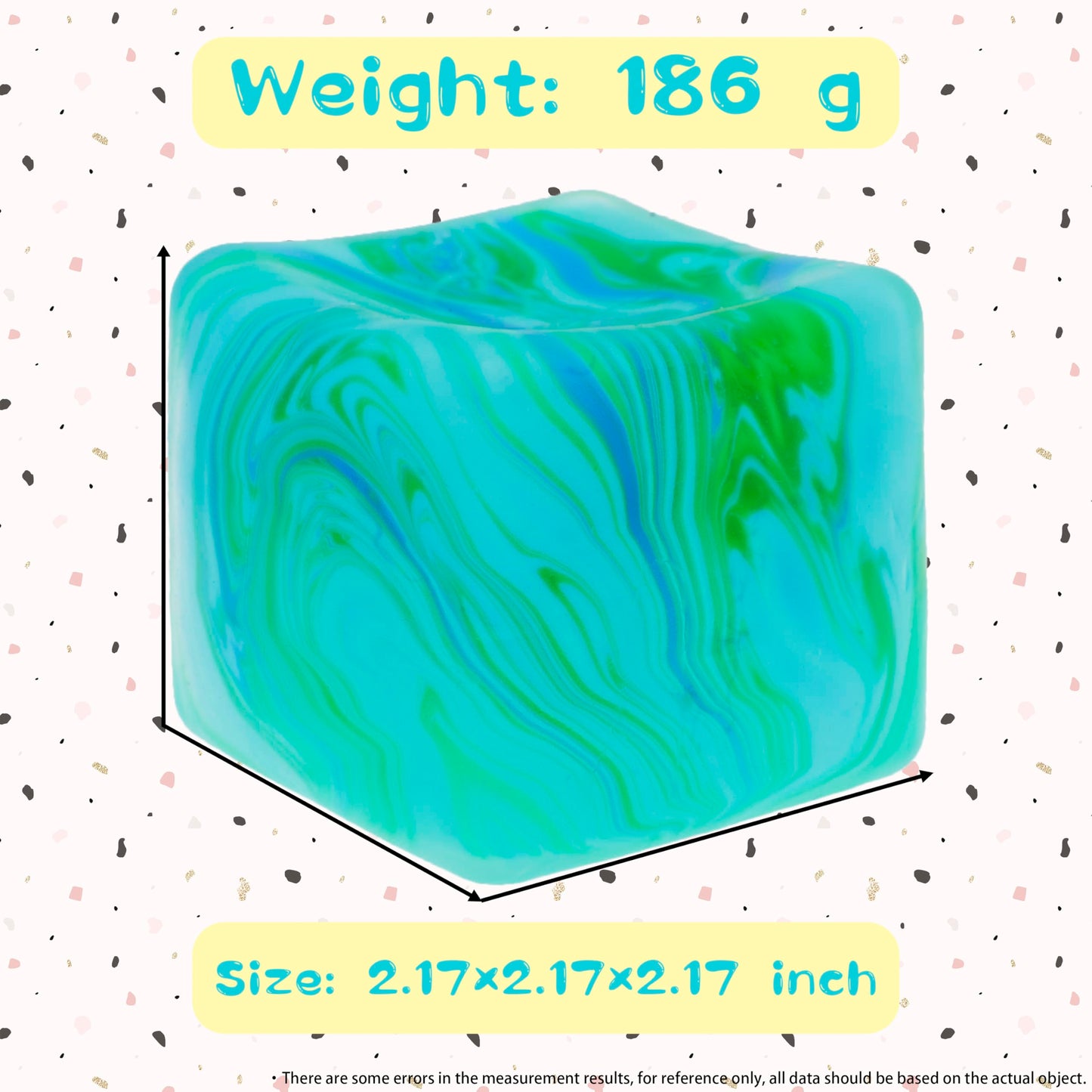 CYICTOY Fidget Toys Squishy Stress Cube – Ice Green 2.2-inch High-Density Squeeze Ball for Calming & Focus