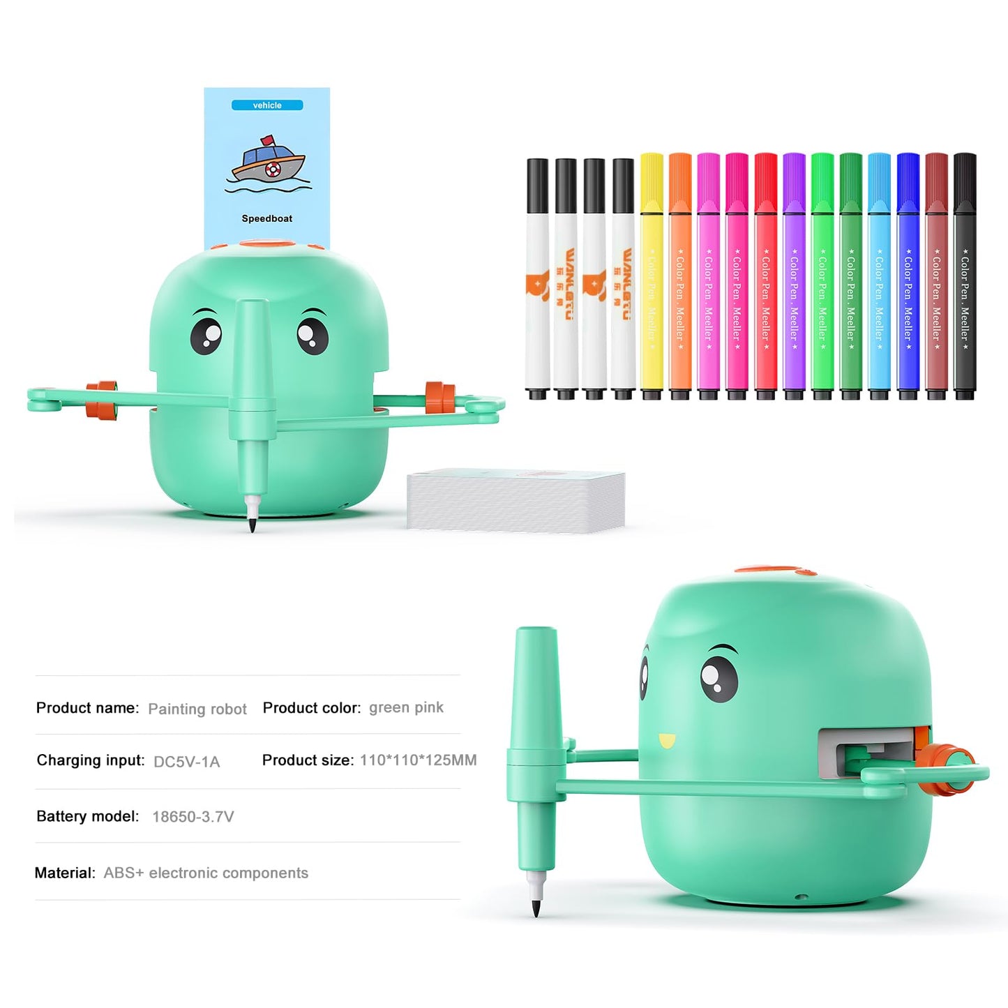 CYJBE Smart Drawing Robot for Kids – Montessori Educational Toy with Voice Interaction & 16 Color Pens