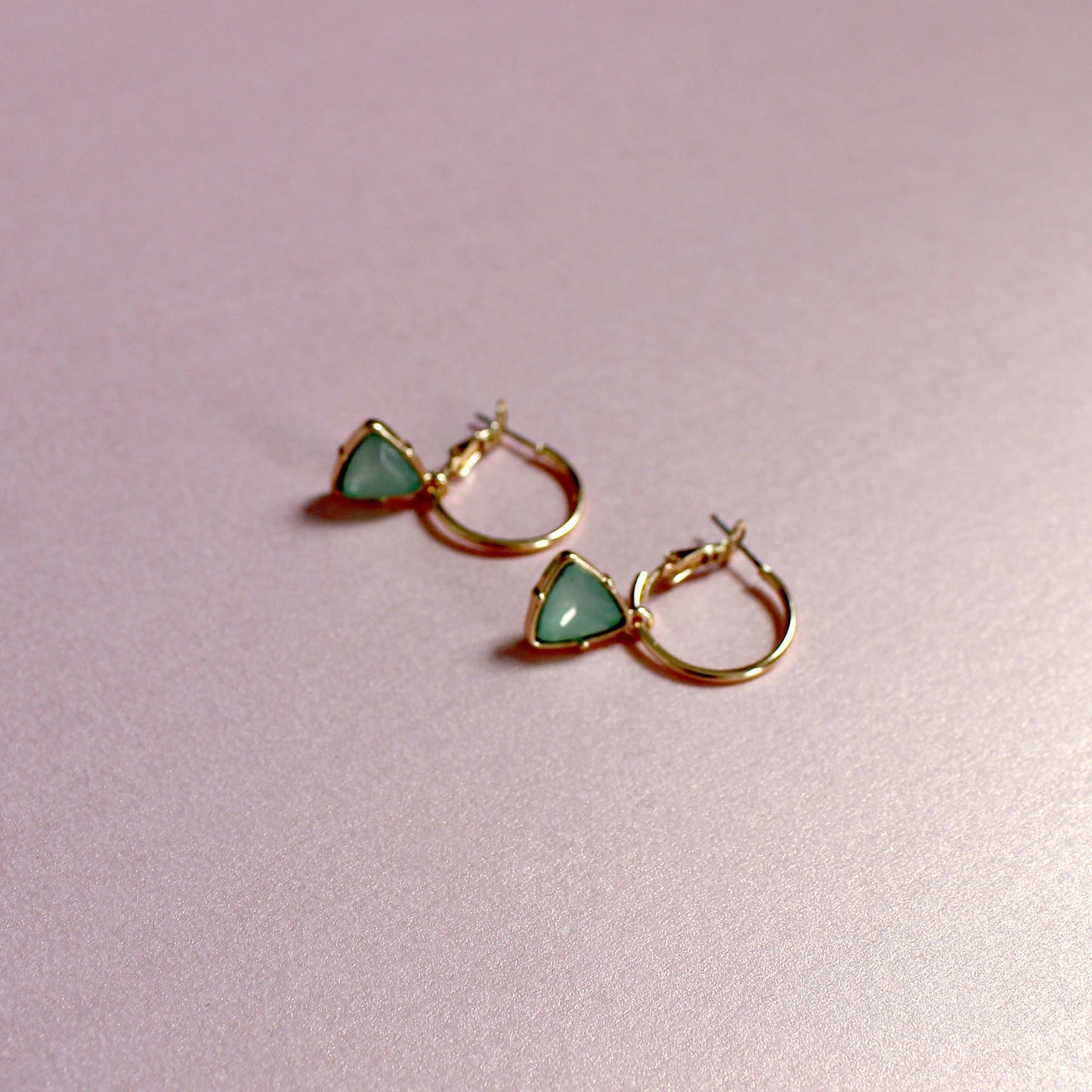 Holly Aqua Gem Charm Gold Hoop Earrings