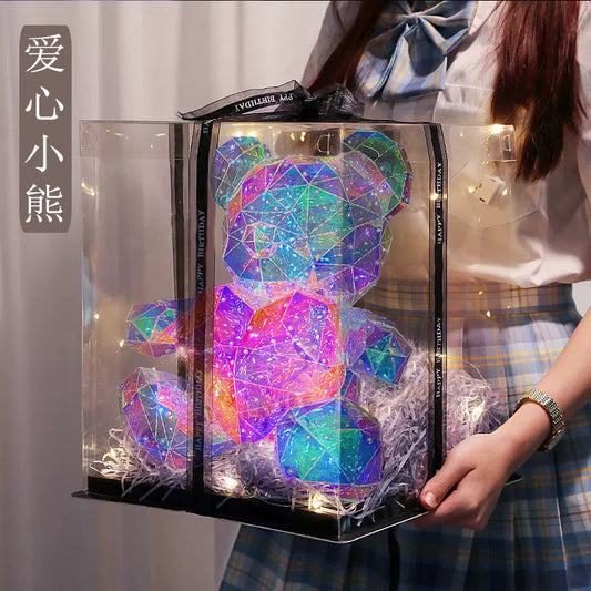 Colorful Heart-hugging Bear Luminous Valentine's Day Gift