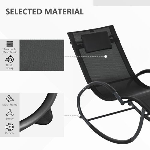 Outsunny Patio Rocking Lounge Chair Zero Gravity Chaise w/ Padded Pillow