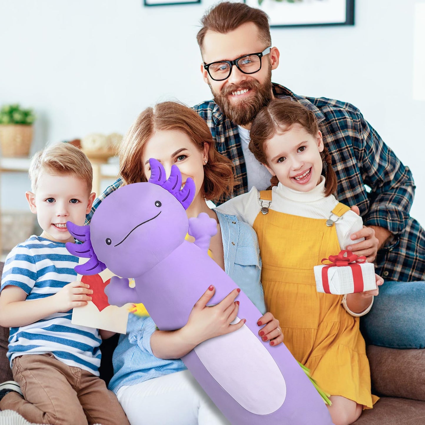 Dalmao 36-Inch Purple Axolotl Plush Pillow – Giant Soft Body Pillow