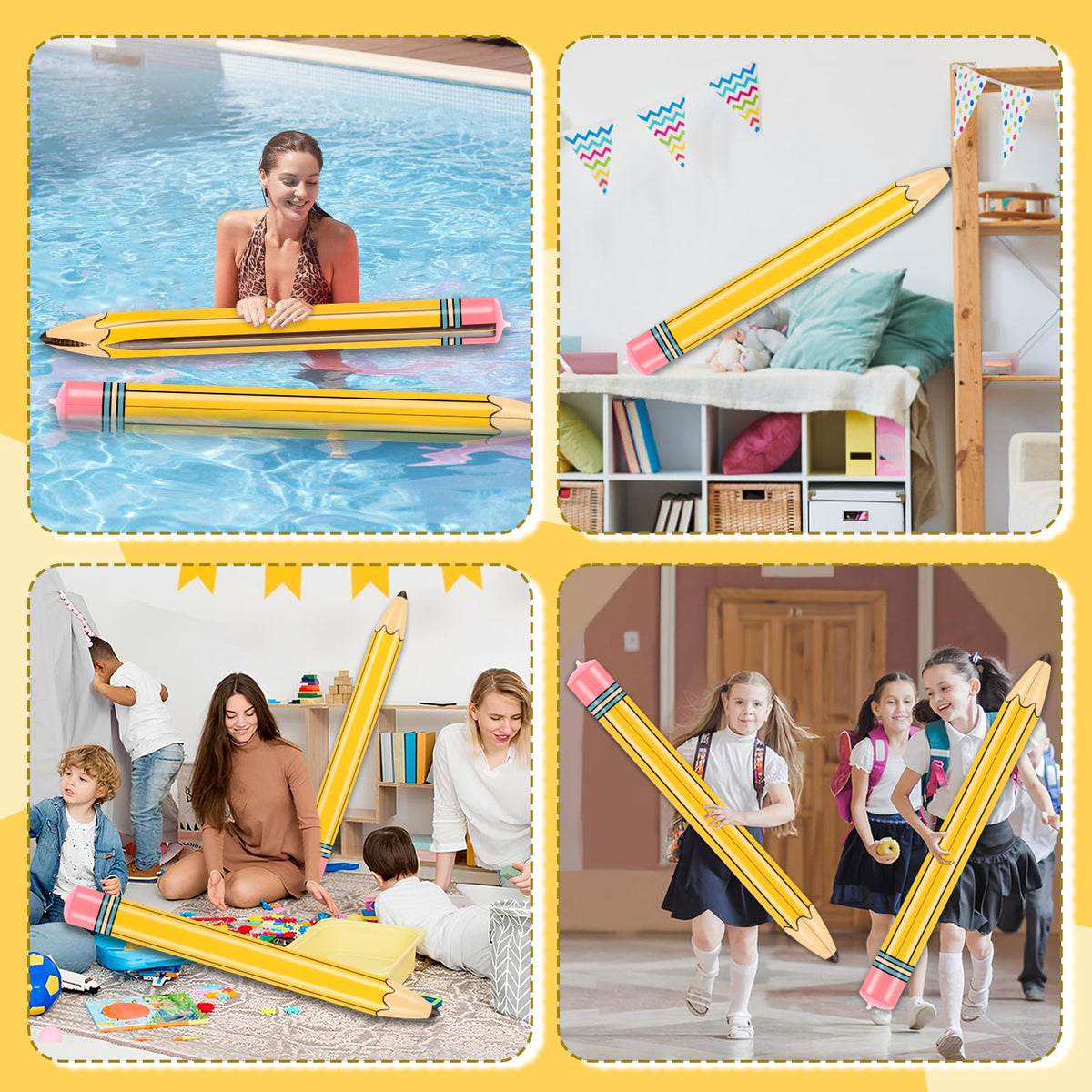 Dalycro 43-Inch Inflatable Pencil Giant – Colorful Inflatable Crayons, Party Decor (Yellow, 43in)