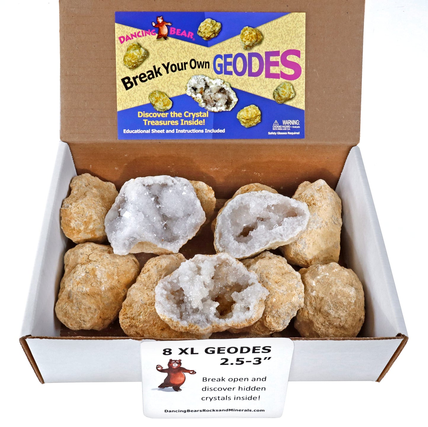 DANCING BEAR 8 XL Break-Your-Own Moroccan Geodes – Crystals Inside, Educational Kit