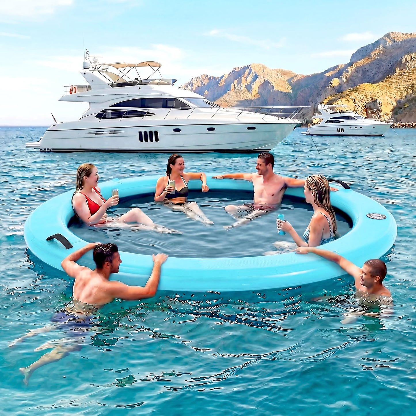 Danrelax 8' Round Inflatable Floating Dock | Sunchill Float Ring