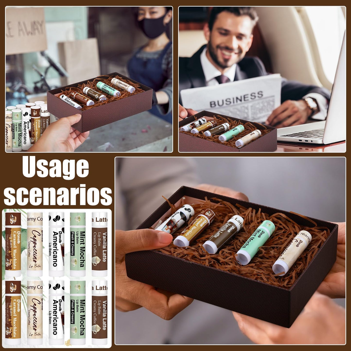 Dansib 50 Pack Coffee Flavor Lip Balms – Vanilla Latte & More