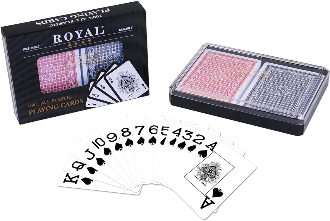 DA VINCI 2-Decks Royal Poker Size 100% Plastic Playing Cards – Waterproof Large Index